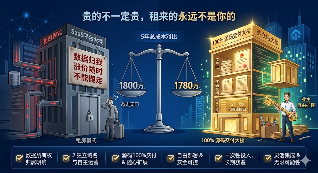 为什么外贸老板现在都不买 SaaS 建站了？100% 源码交付到底贵在哪