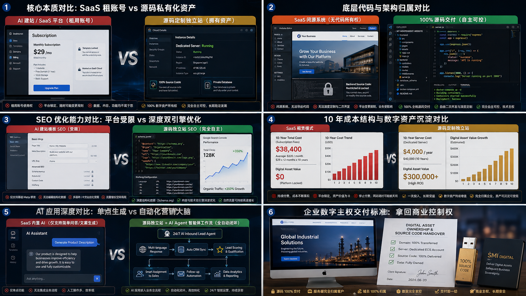 AI 建站到底是什么 vs 源码独立站定制：2026 外贸老板必须搞清楚的 5 大区别（让独立站真正属于自己 + 数觅国际数字科技 SMI Digital 实操版）